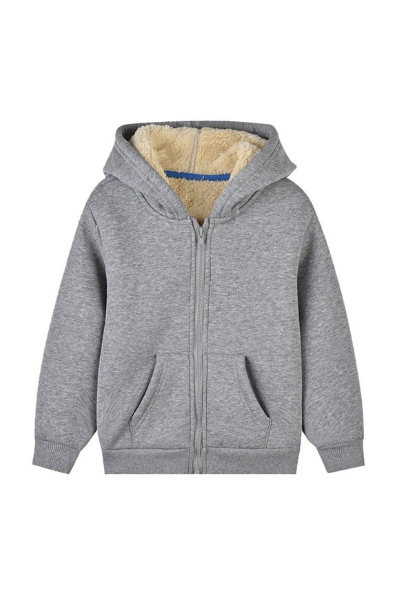 Warm Jackets for Boys Girls Fleece Lined Sweatshirts Comfy Long Sleeve Full Zip Hoodie School Outerwear 1-10Years