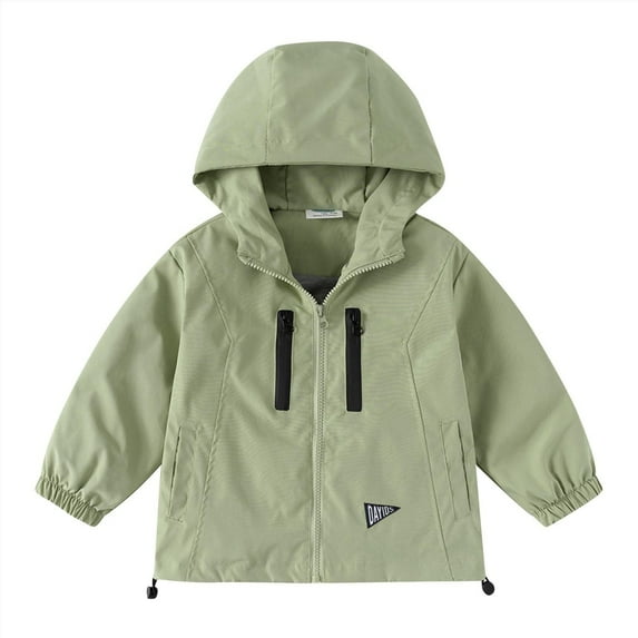 KyCheLot Windprood Jackets for Boys Girls Solid Color Zipper Lightweight Casual Hooded Outerwear 2-12 Years