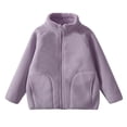 thumbnail image 1 of KyCheLot Winter Jacket for Kids Zip up Stand Collar Solid Color Long Sleeve Clothes Comfy Thicken Fleece Jackets, 1 of 5