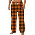 thumbnail image 1 of KyCheLot Winter Sleep Pants for Men Plaid Fleece Lined with Pockets Mid Waist Drawstring Wide Leg Pajama Bottoms, 1 of 4