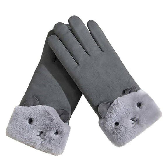 KyCheLot Women Soft Warm Gloves Cute Fleece Lined Windproof Winter Thermal Mittens Glove