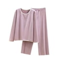 thumbnail image 1 of KyCheLot Women's 2 Piece Sleepwear Warm Long Sleeve Loose Pullover Tops Wide Leg Pants Winter Fall Pajamas, 1 of 6
