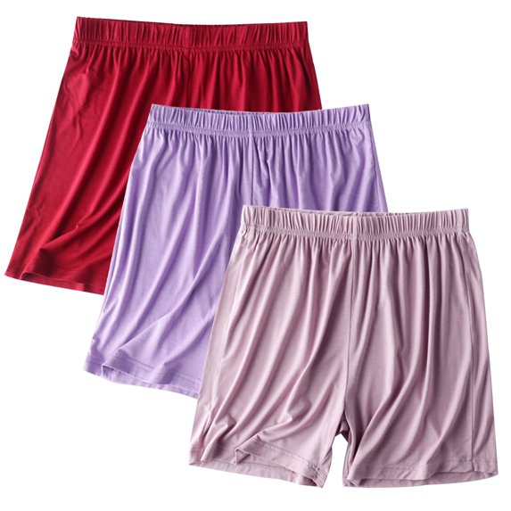 KyCheLot Women's 3 Pack Home Shorts Classic Solid Color Elastic Waist Thin Strecthy Comfy Sleep Short Pants