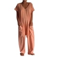 thumbnail image 1 of KyCheLot Women's Baggy Jumpsuits Oversized Summer V Neck Short Sleeve Wide Leg Rompers with Pockets, 1 of 6
