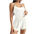 thumbnail image 1 of KyCheLot Women's Breathable Sleepwear Strappy Cami Tops and Hollow out Knit Mini Shorts Pajamas Sets Summer, 1 of 7