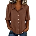 thumbnail image 1 of KyCheLot Women's Button down Shirts Fall 3/4 Sleeve Lapel Neck Solid Color Shirts Casual Comfy Business Shirts, 1 of 5