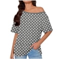 thumbnail image 1 of KyCheLot Women's Casual T-Shirts Polka Dot Print Short Sleeve off Shoulder Tops Loose Stretchy Summer Shirts, 1 of 6