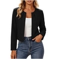 thumbnail image 1 of KyCheLot Women's Cropped Jackets Solid Color Open Front Long Sleeve Short Jackets Trendy Fitted Pleated Jackets, 1 of 6