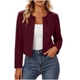 thumbnail image 1 of KyCheLot Women's Cropped Jackets Solid Color Open Front Long Sleeve Short Jackets Trendy Fitted Pleated Jackets, 1 of 6