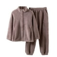 thumbnail image 1 of KyCheLot Women's Fleece Pajama Set Thick Warm Long Sleeves Zip up Tops and Elastic Waist Pants Homewear Sleep, 1 of 6