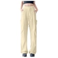 thumbnail image 1 of KyCheLot Women's Hiking Pants Daily Casual Drawstring Lightweight High Waist Loose Parachute Pants with Pockets, 1 of 5