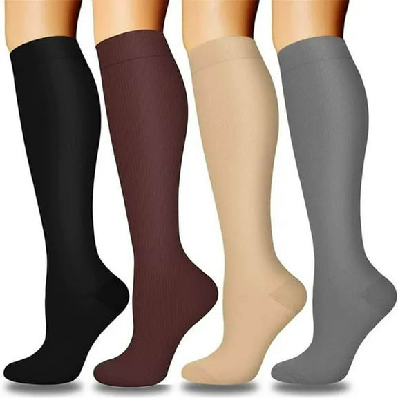KyCheLot Women's Knee High Socks 4 Pairs Comfort Cotton Breathable Soft Knee High Athletic Support Socks