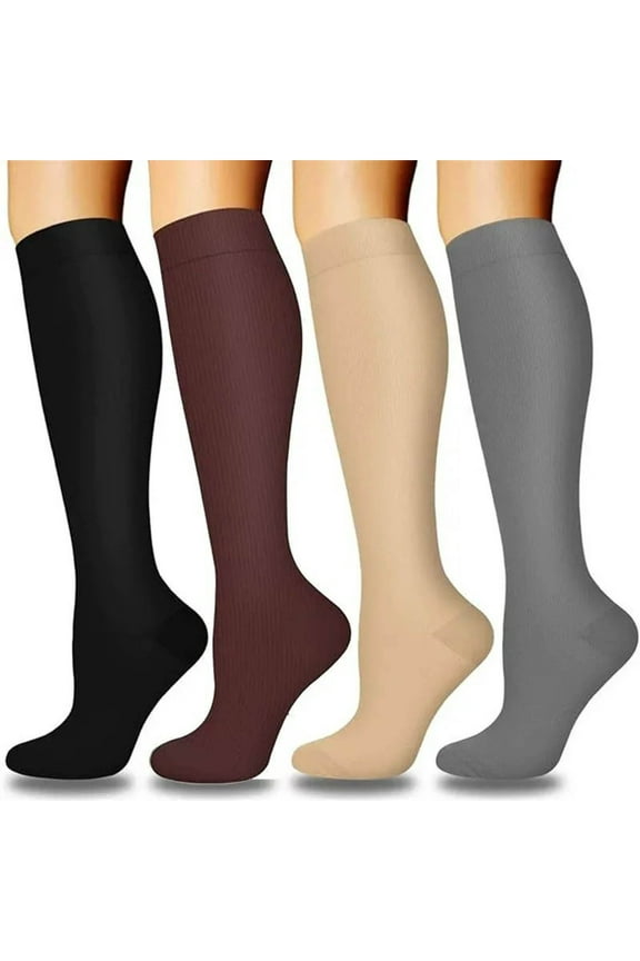 Women's Knee High Socks 4 Pairs Comfort Cotton Breathable Soft Knee High Athletic Support Socks
