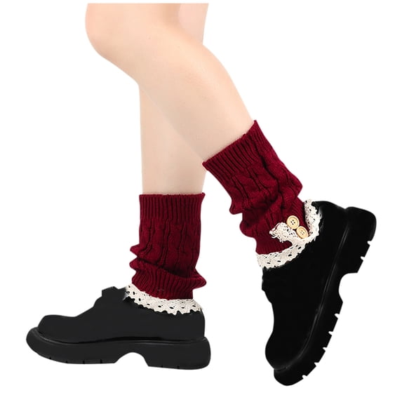 KyCheLot Women's Knit Leg Warmers Winter Lace Trim Boot Cuffs Topper Socks