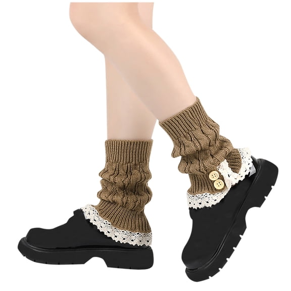 KyCheLot Women's Knit Leg Warmers Winter Lace Trim Boot Cuffs Topper Socks