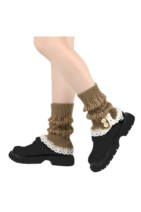 Women's Knit Leg Warmers Winter Lace Trim Boot Cuffs Topper Socks
