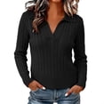 thumbnail image 1 of KyCheLot Women's Knitted Sweaters Plus Size Long Sleeve Lapel Collar Ribbed Sweaters Comfy Travel Dailywear, 1 of 9