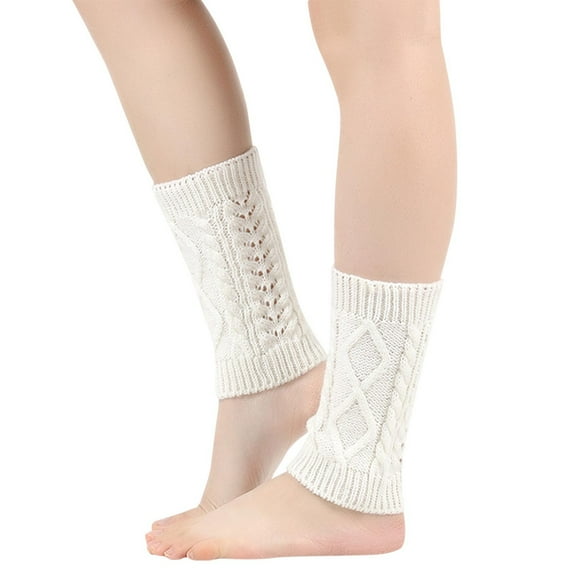 KyCheLot Women's Leg Warmers Thermal Cable Knit Solid Color Soft Boot Cuffs Topper Socks