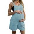thumbnail image 1 of KyCheLot Women's Maternity Summer Jumpsuits Shorts Knit Ribbed Sleeveless Pregnancy Romper with Pockets, 1 of 5