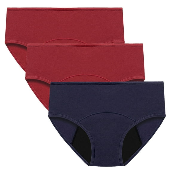 KyCheLot Women's Menstrual Underwear Multicolor High Waist Washable Leakproof Period Briefs 3 Pack