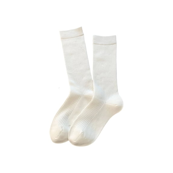 KyCheLot Women's Mid-Calf Socks Solid Color Everyday Socks Winter Comfy Casual Thermal Socks