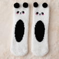 thumbnail image 1 of KyCheLot Women's Mid-Calf Socks Winter Color Block Fleece Floor Socks Thermal Thicken Daily Socks, 1 of 6