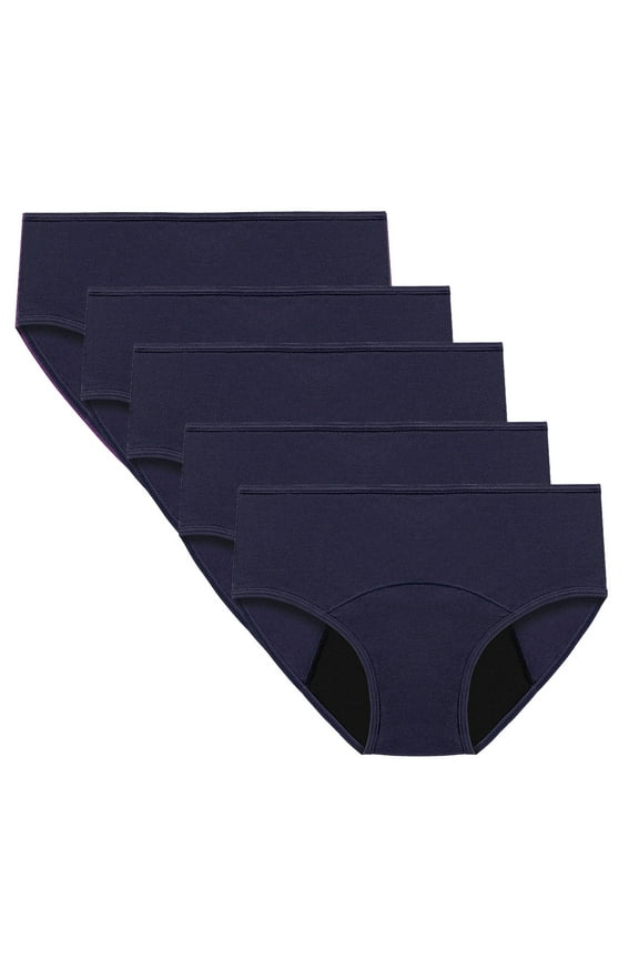 Women's Period Briefs 5 Pack Menstrual Leakproof High Waist Washable Everyday Underwear