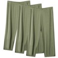 thumbnail image 1 of KyCheLot Women's Plus Size Capri Pants 3 Pack Mid Waist Breathable Solid Color Comfy Casual Pants, 1 of 3