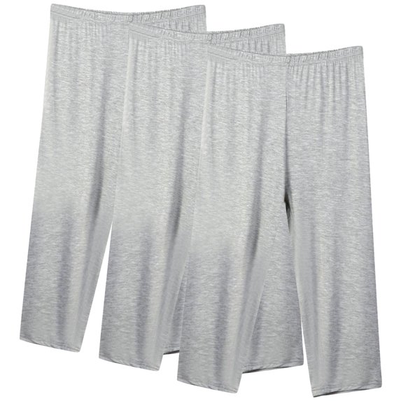 KyCheLot Women's Plus Size Capri Pants 3 Pack Mid Waist Breathable Solid Color Comfy Casual Pants