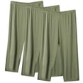 thumbnail image 1 of KyCheLot Women's Plus Size Capri Pants 3 Pack Mid Waist Breathable Solid Color Comfy Casual Pants, 1 of 3