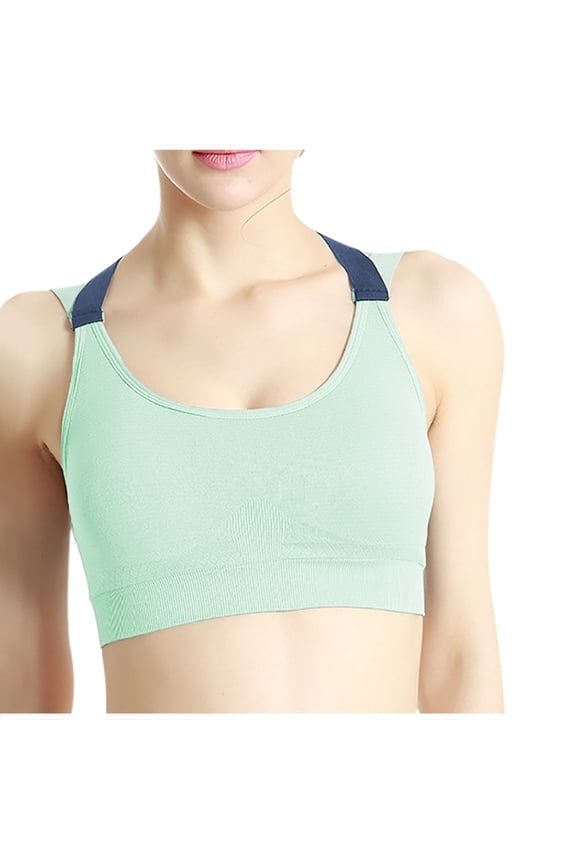 Women's Running Bras Seamless High Impact Color Block Medium Support Criss Cross Strappy Sports Bra