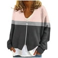 thumbnail image 1 of KyCheLot Women's Sweaters Jacket Color Block Loose Warm V Neck Zip up Casual Knit Cardigans Winter Fall, 1 of 5