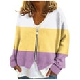 thumbnail image 1 of KyCheLot Women's Sweaters Jacket Color Block Loose Warm V Neck Zip up Casual Knit Cardigans Winter Fall, 1 of 5