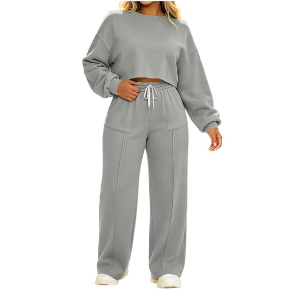 KyCheLot Women's Sweatsuits Oversized 2 Piece Outfits Long Sleeve Pullover Tops and Sweatpants Casual Set