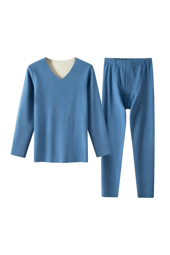 Women's Thermal Underwear V Neck Long Sleeve Tops and Pants Set Winter Base Layer