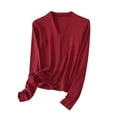 thumbnail image 1 of KyCheLot Women's Undershirts Basic Loose V Neck Long Sleeve Casual Pullover Tops Fall Winter Spring, 1 of 3
