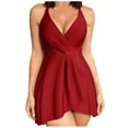 thumbnail image 1 of KyCheLot Women's V Neck Swim Dresses Crossover One-Piece Sleeveless Skrited Bathing Suits, 1 of 5