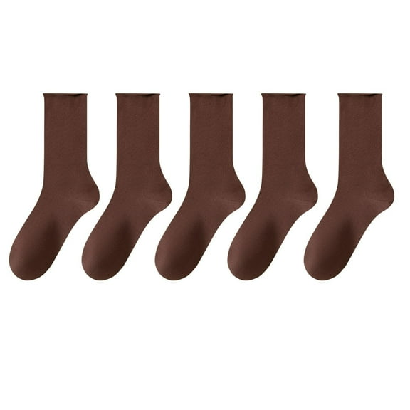KyCheLot Womens 5 Pairs Cotton Socks Solid Color Crew Socks Breathable Soft Casual Ankle Socks
