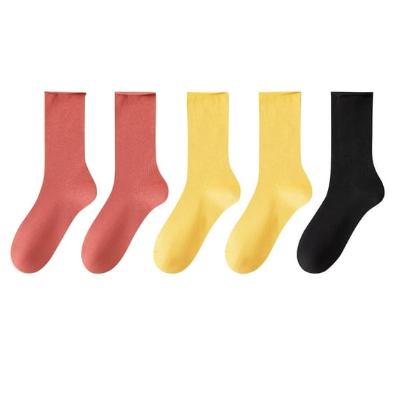 KyCheLot Womens Casual Ankle Socks Solid Color Seamless 5 Pairs Cotton Socks Breathable Soft Crew Socks