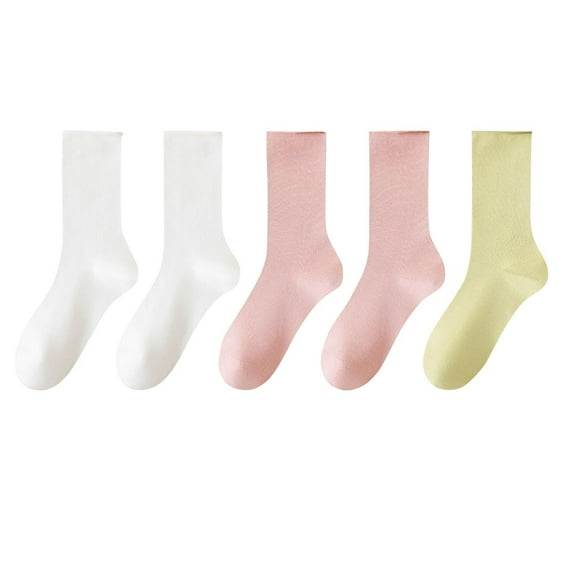KyCheLot Womens Casual Ankle Socks Solid Color Seamless 5 Pairs Cotton Socks Breathable Soft Crew Socks
