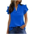 thumbnail image 1 of KyCheLot Womens Dressy Casual Tops Short Sleeve V Neck Work Blouse Business Casual Summer Tops, 1 of 7