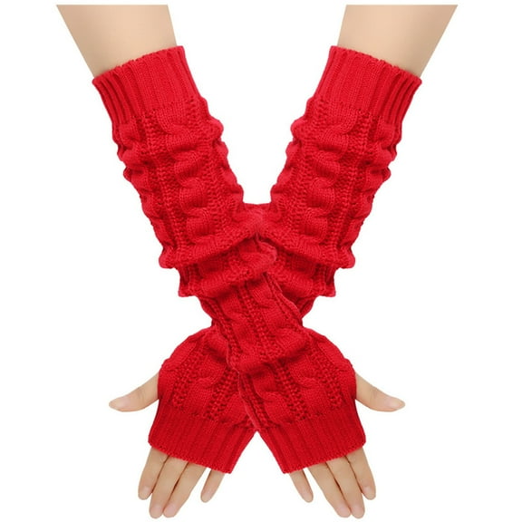 KyCheLot Womens Fingerless Gloves Warm Basic Solid Color Thumb Hole Long Glove Winter Arm Warmer