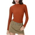 thumbnail image 1 of KyCheLot Womens Knit Undershirts Stretchy Lightweight Ribbed Knit Pullover Long Sleeve Crewneck Warm Base Layer Shirts, 1 of 7