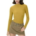 thumbnail image 1 of KyCheLot Womens Knit Undershirts Stretchy Lightweight Ribbed Knit Pullover Long Sleeve Crewneck Warm Base Layer Shirts, 1 of 7