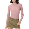 thumbnail image 1 of KyCheLot Womens Knit Undershirts Stretchy Lightweight Ribbed Knit Pullover Long Sleeve Crewneck Warm Base Layer Shirts, 1 of 7