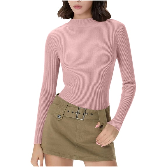 KyCheLot Womens Knit Undershirts Stretchy Lightweight Ribbed Knit Pullover Long Sleeve Crewneck Warm Base Layer Shirts