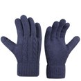 thumbnail image 1 of KyCheLot Womens Knitted Gloves Solid Color Full Finger Thicken Outdoor Gloves Winter Thermal Travel Gloves, 1 of 3