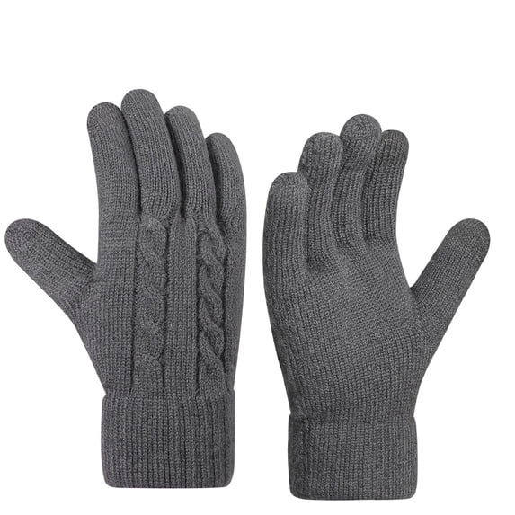 KyCheLot Womens Knitted Gloves Solid Color Full Finger Thicken Outdoor Gloves Winter Thermal Travel Gloves