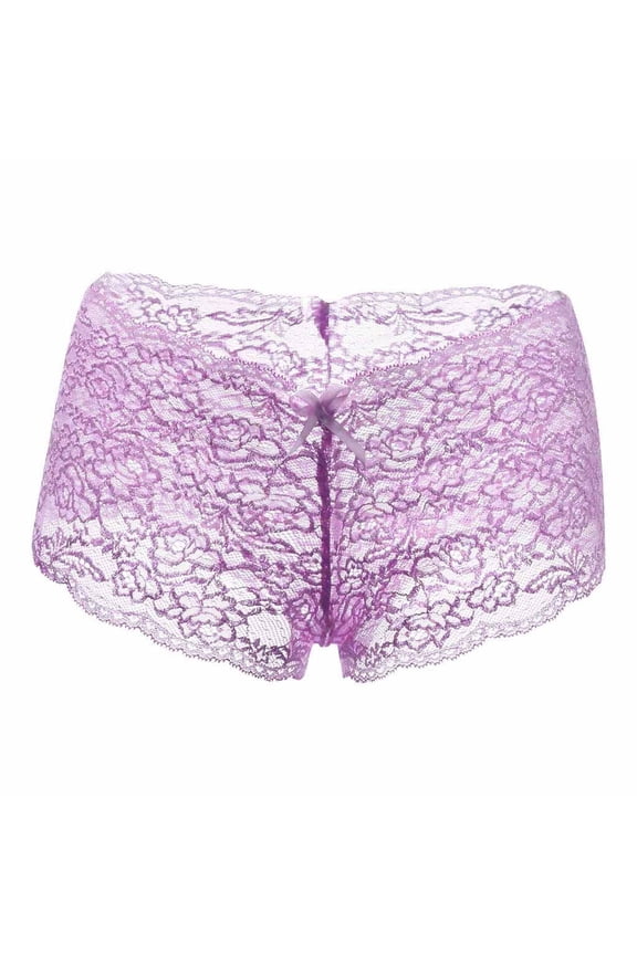 Womens Lace Panties Open Crotch Breathable Boyshort Plus Size Underwear