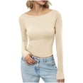 thumbnail image 1 of KyCheLot Womens Long Sleeve Shirts Crew Neck Solid Color Crop Tops Basic Casual Going Out Tee Shirts, 1 of 3